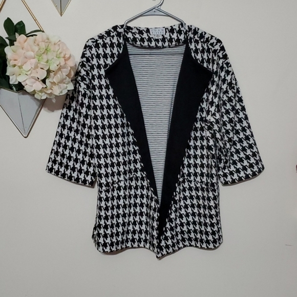 Vintage Joan Rivers Houndstooth Cardigan / Blazer